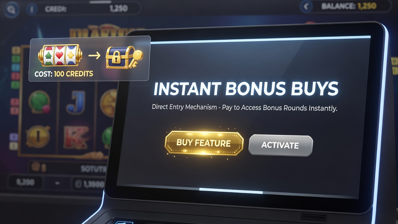 Darstellung von Bonus-Kaufoptionen mit verschiedenen Multiplikator-Stufen in einem Slot-Interface