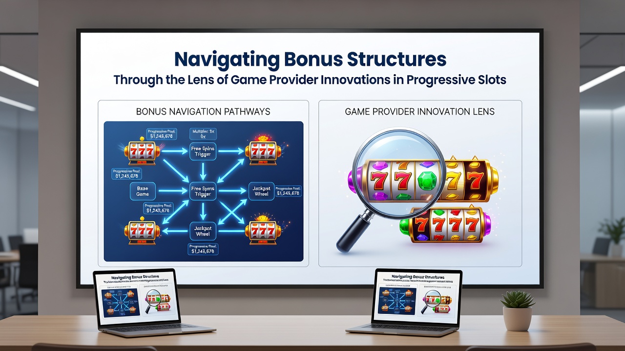 Darstellung von Multiplikator-Pfaden und Bonusnavigation in progressiven Slots