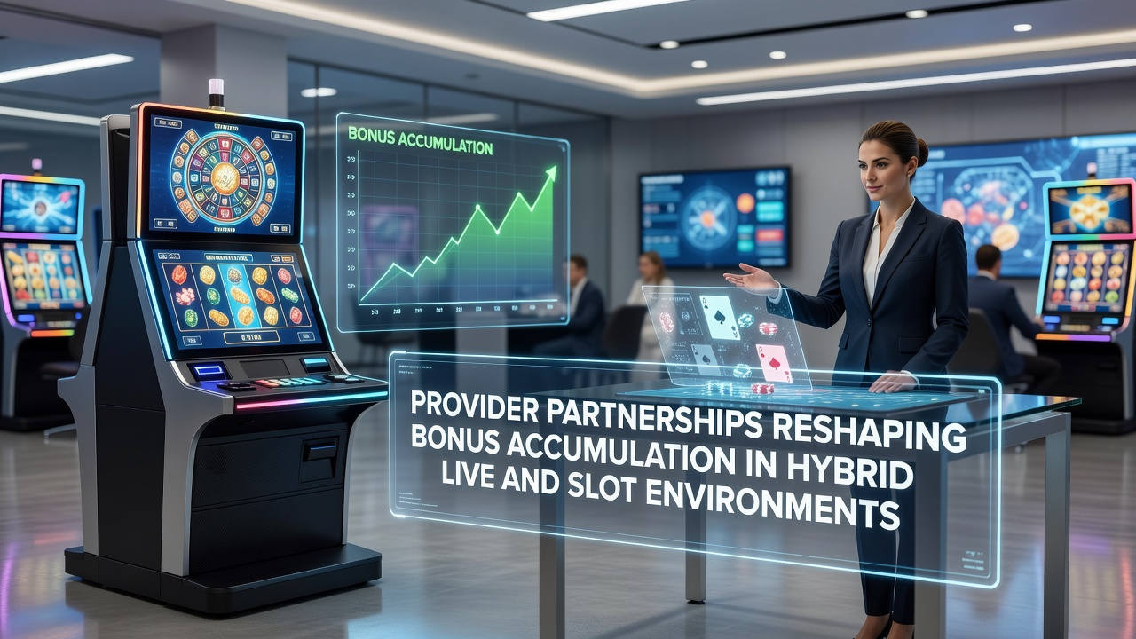 Illustration von vernetzten Live- und Slot-Plattformen mit Bonus-Systemen